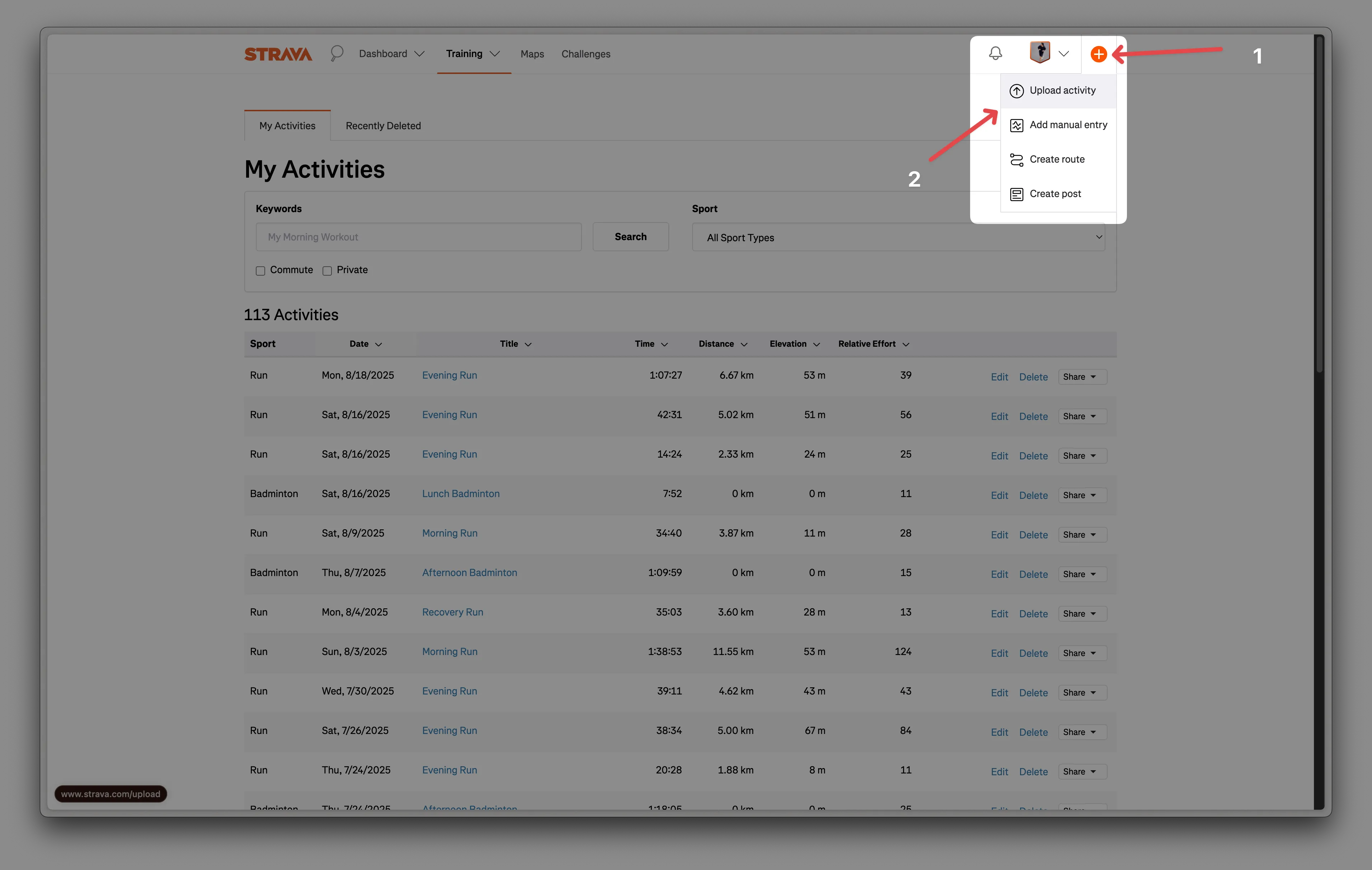 Strava Upload