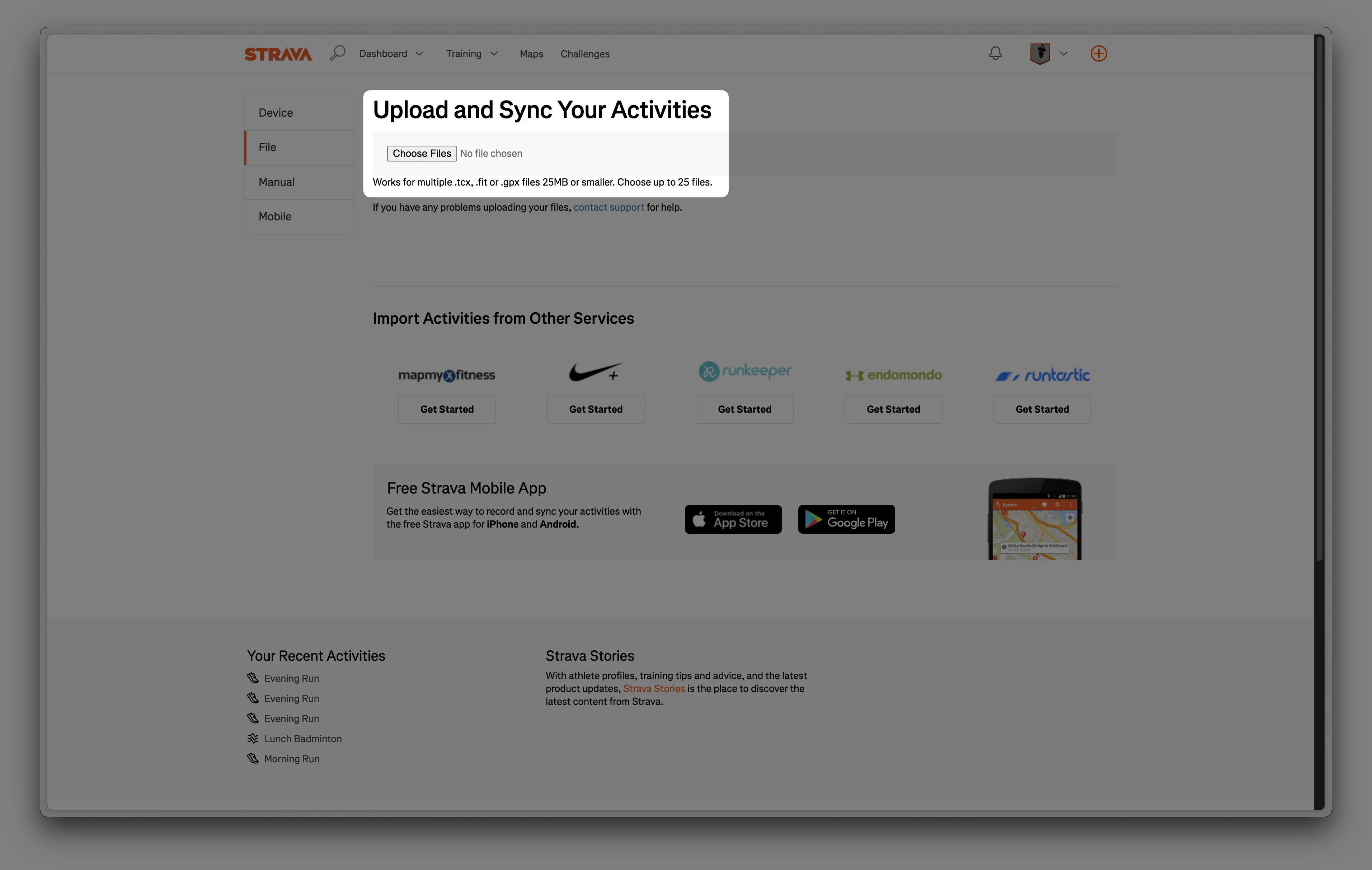 Strava Upload